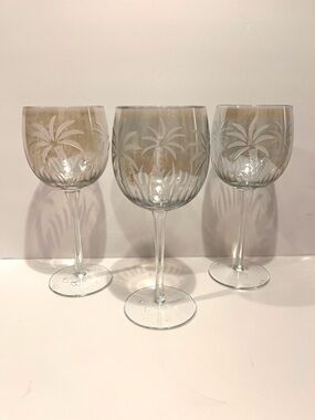 Lenox British Colonial Scenic Green Ballon Wine Glasses Set of 3